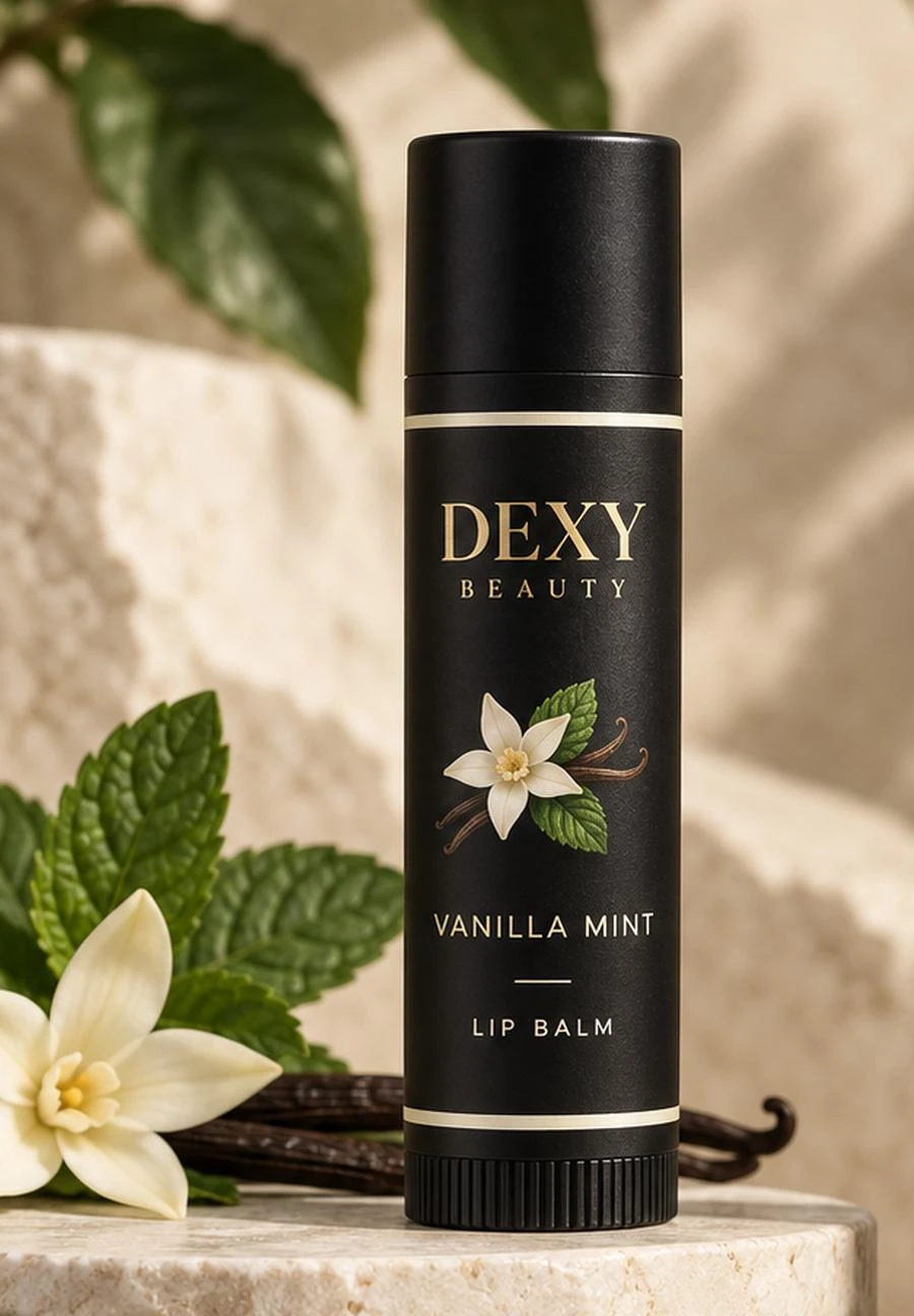 Vanilla Mint lip balm concept photography